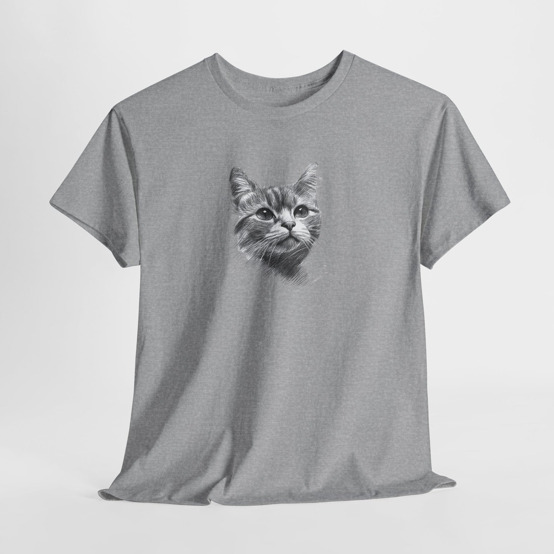 Sports grey t shirt- cute cat sketch
