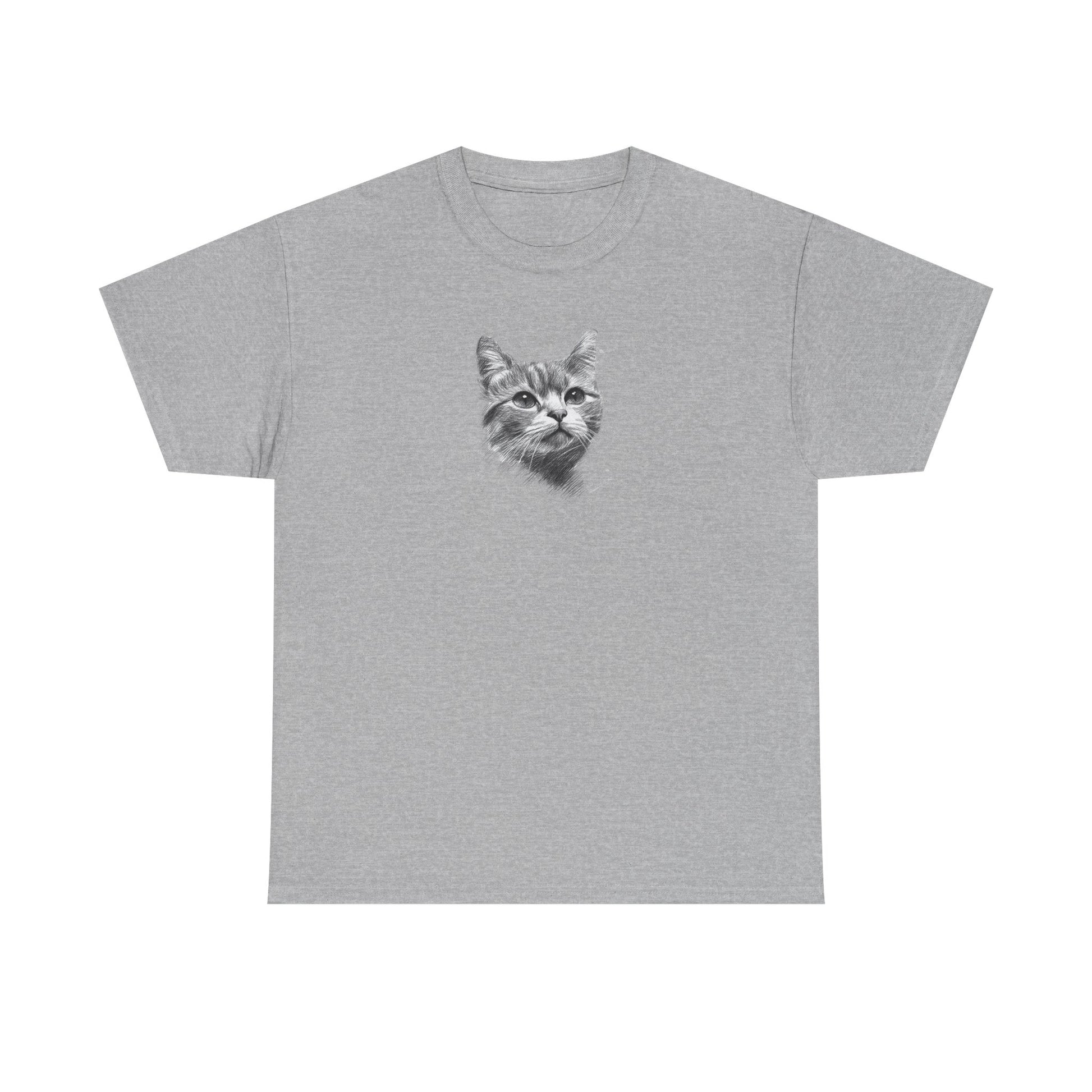 Sports grey t shirt- cute cat sketch