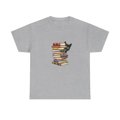 Cute books and cat tee