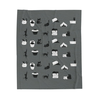 Mischievous Clowder Velveteen Plush Blanket
