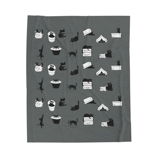 Mischievous Clowder Velveteen Plush Blanket