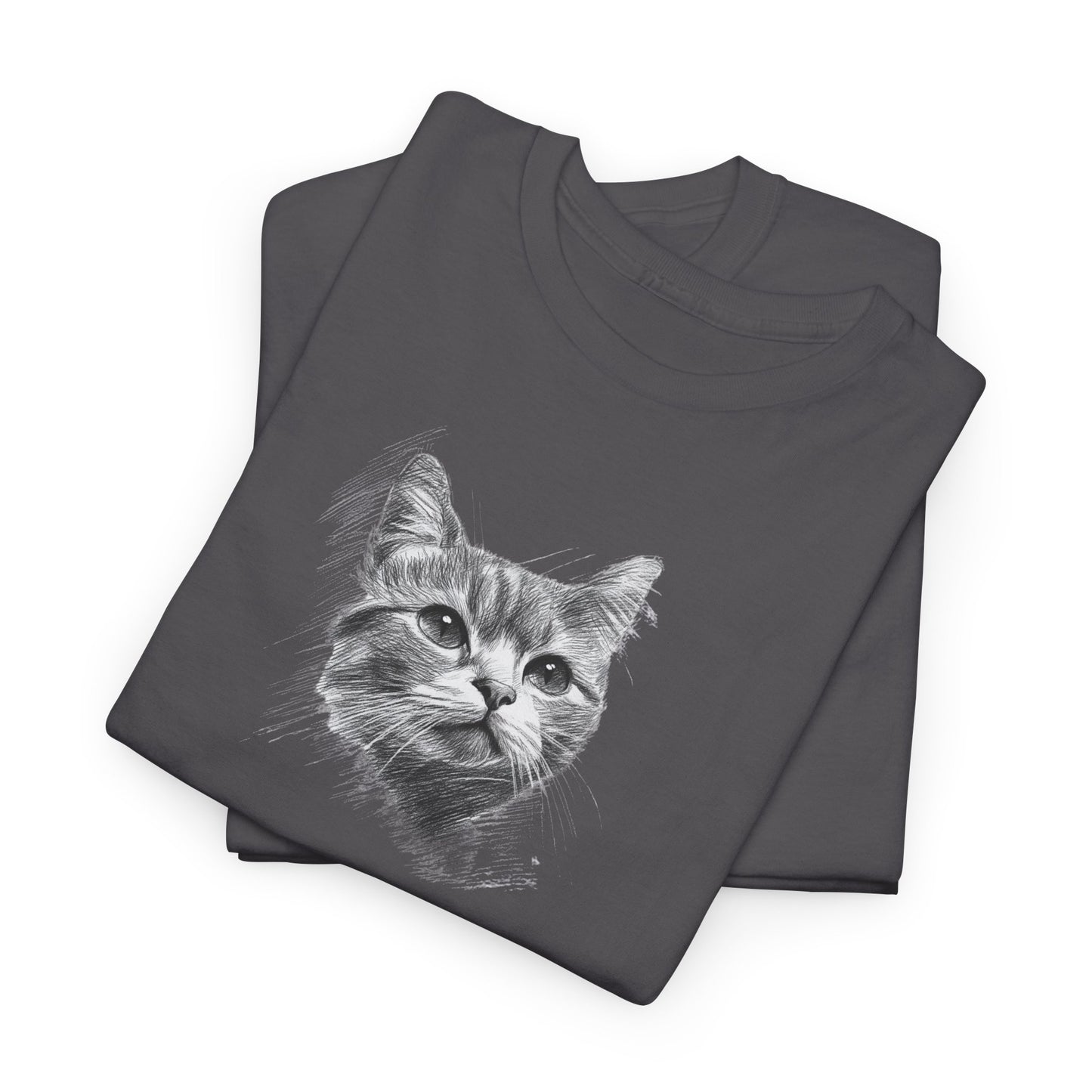 Charcoal t shirt- cute cat sketch