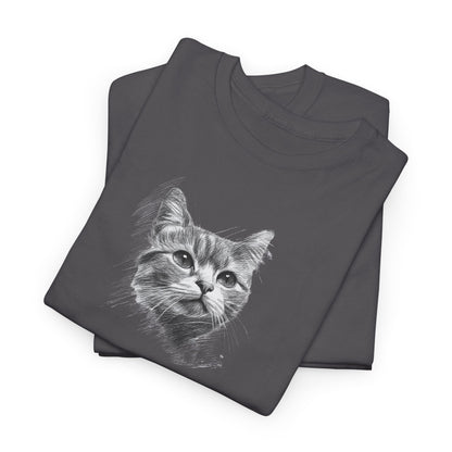 Charcoal t shirt- cute cat sketch