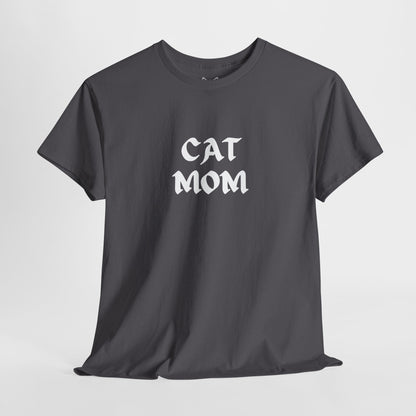 Charcoal color t shirt- text CAT MOM