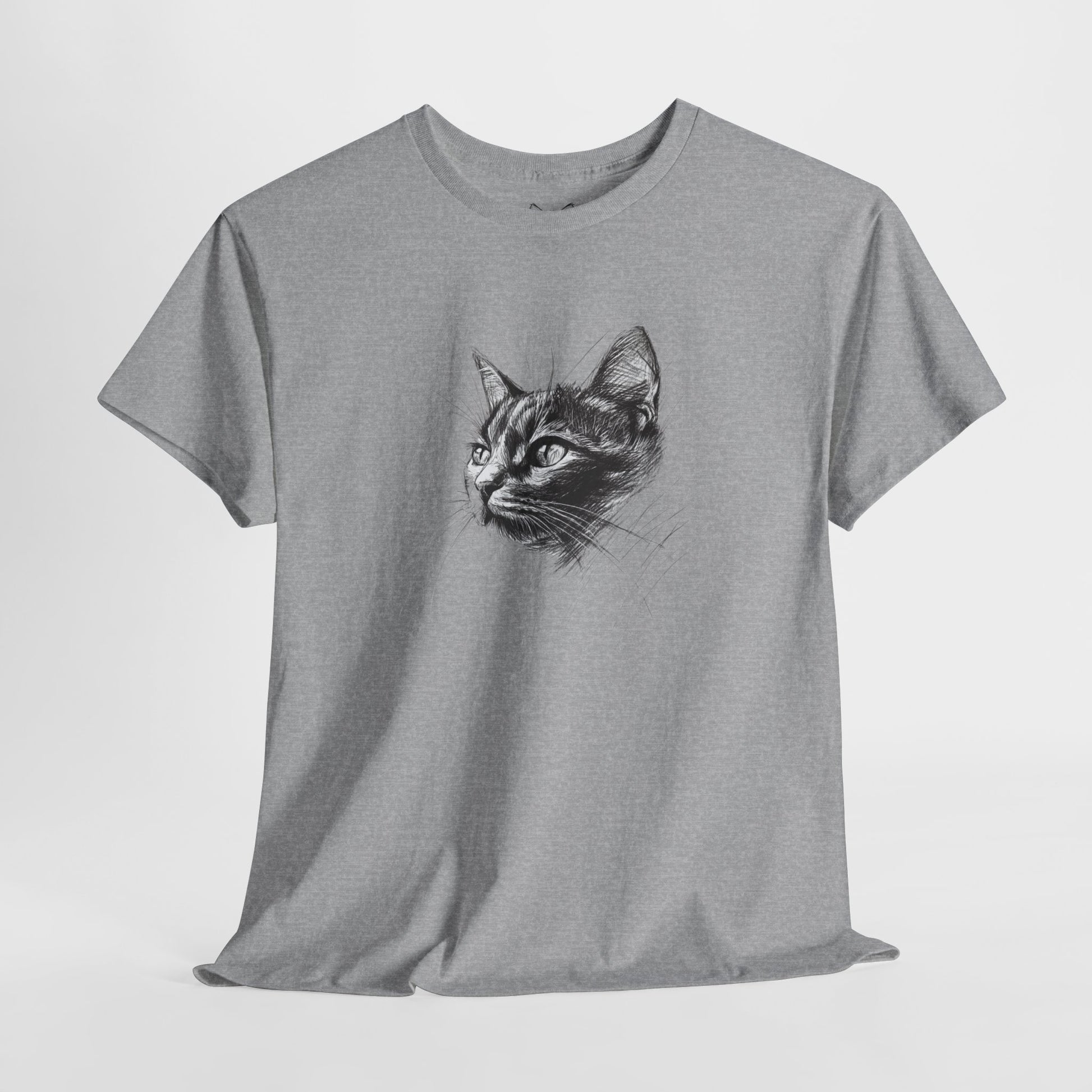 Sports grey t shirt- dark cat sketch