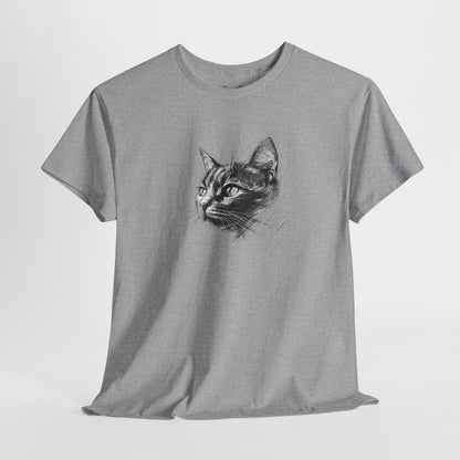 Sports grey t shirt- dark cat sketch