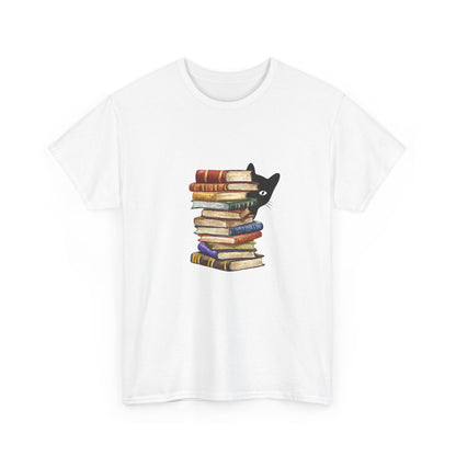 Cute books and cat tee