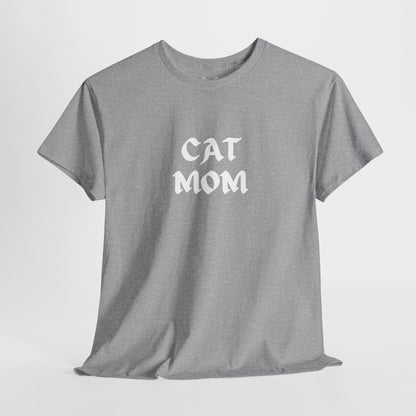 Sports grey t shirt - text CAT MOM