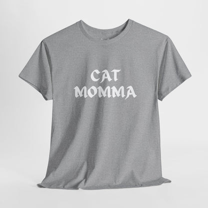 Grey t shirt- text cat momma 