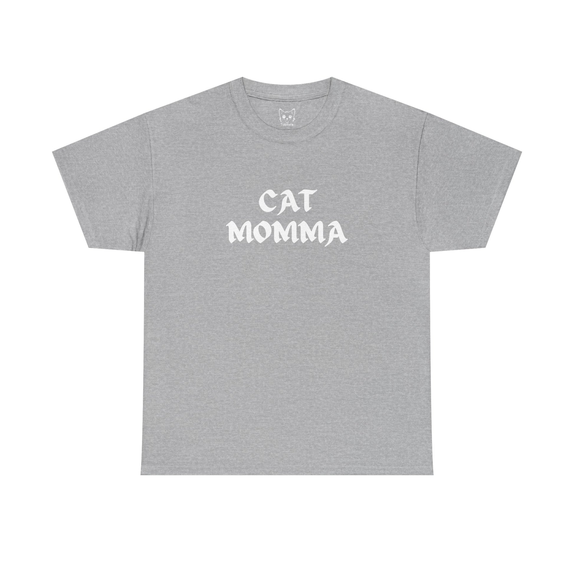  Grey t shirt- text cat momma 