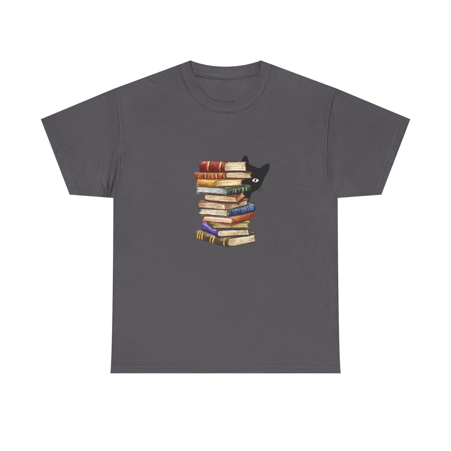 Cute books and cat tee