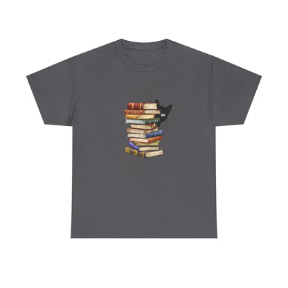 Cute books and cat tee