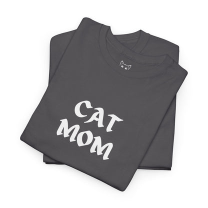 Charcoal color t shirt- text CAT MOM