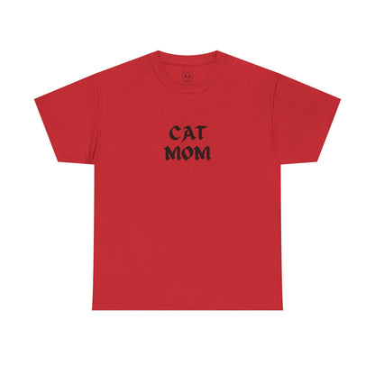 Red color t shirt- text cat mom