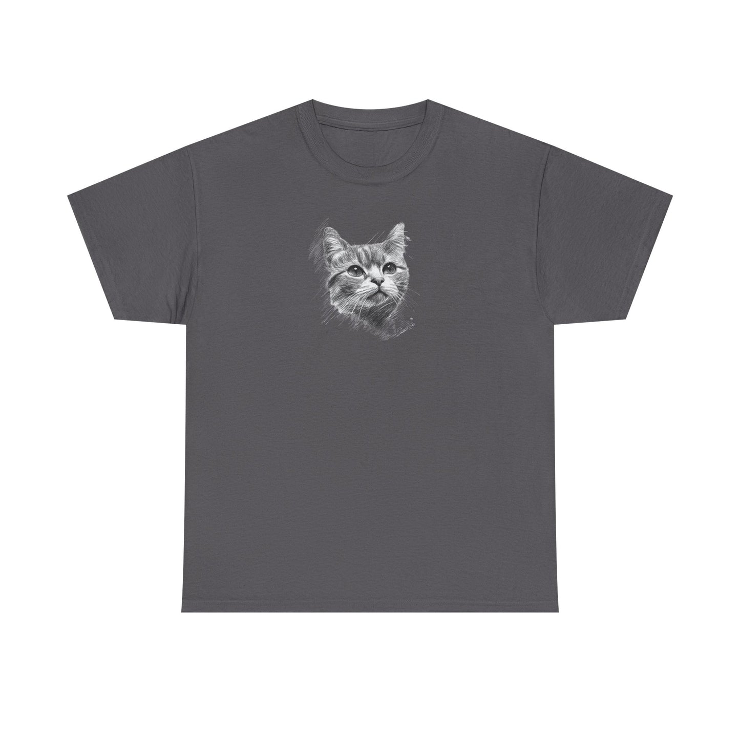 Charcoal t shirt- cute cat sketch