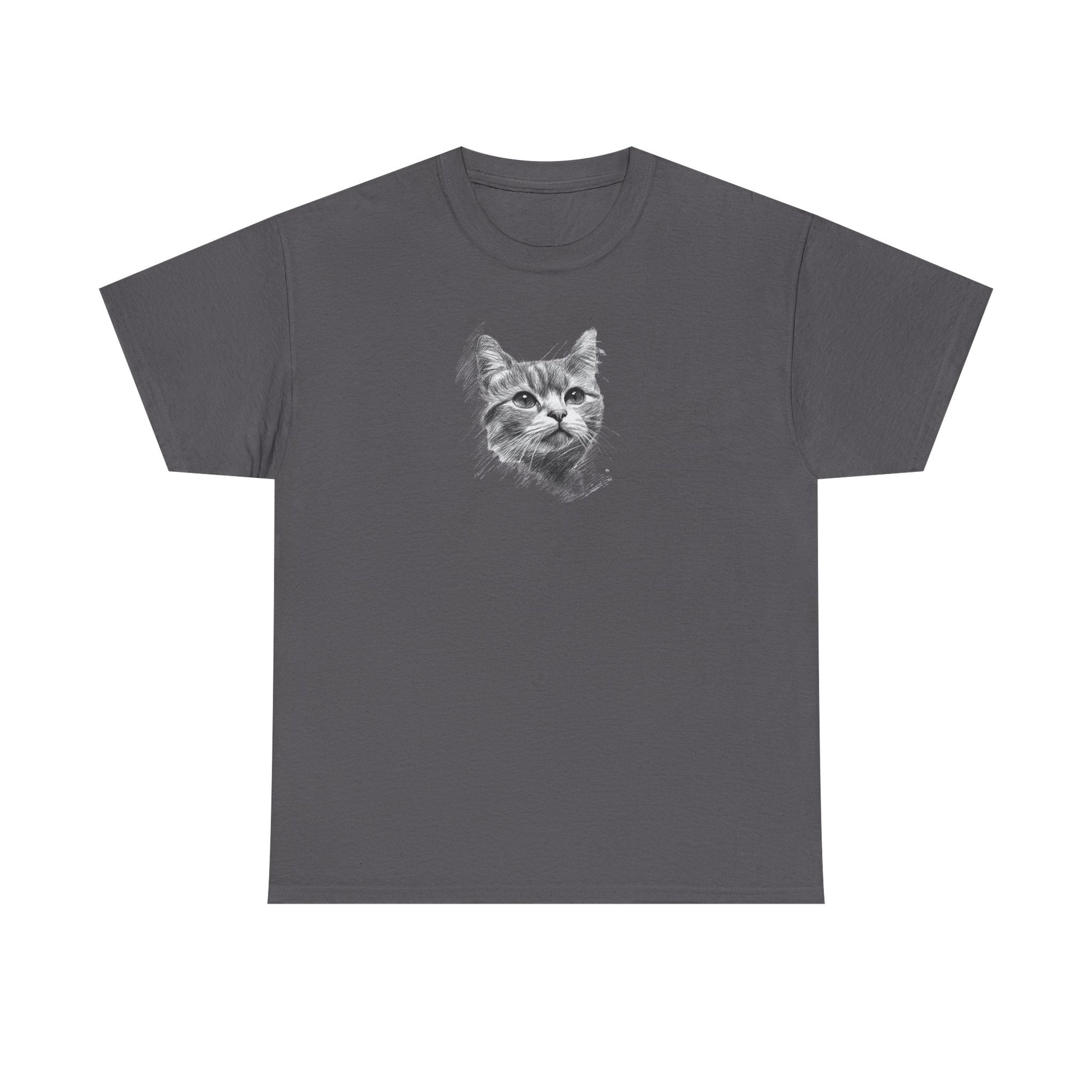 Charcoal t shirt- cute cat sketch