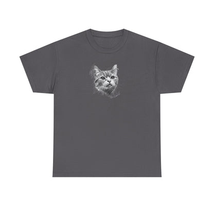 Charcoal t shirt- cute cat sketch