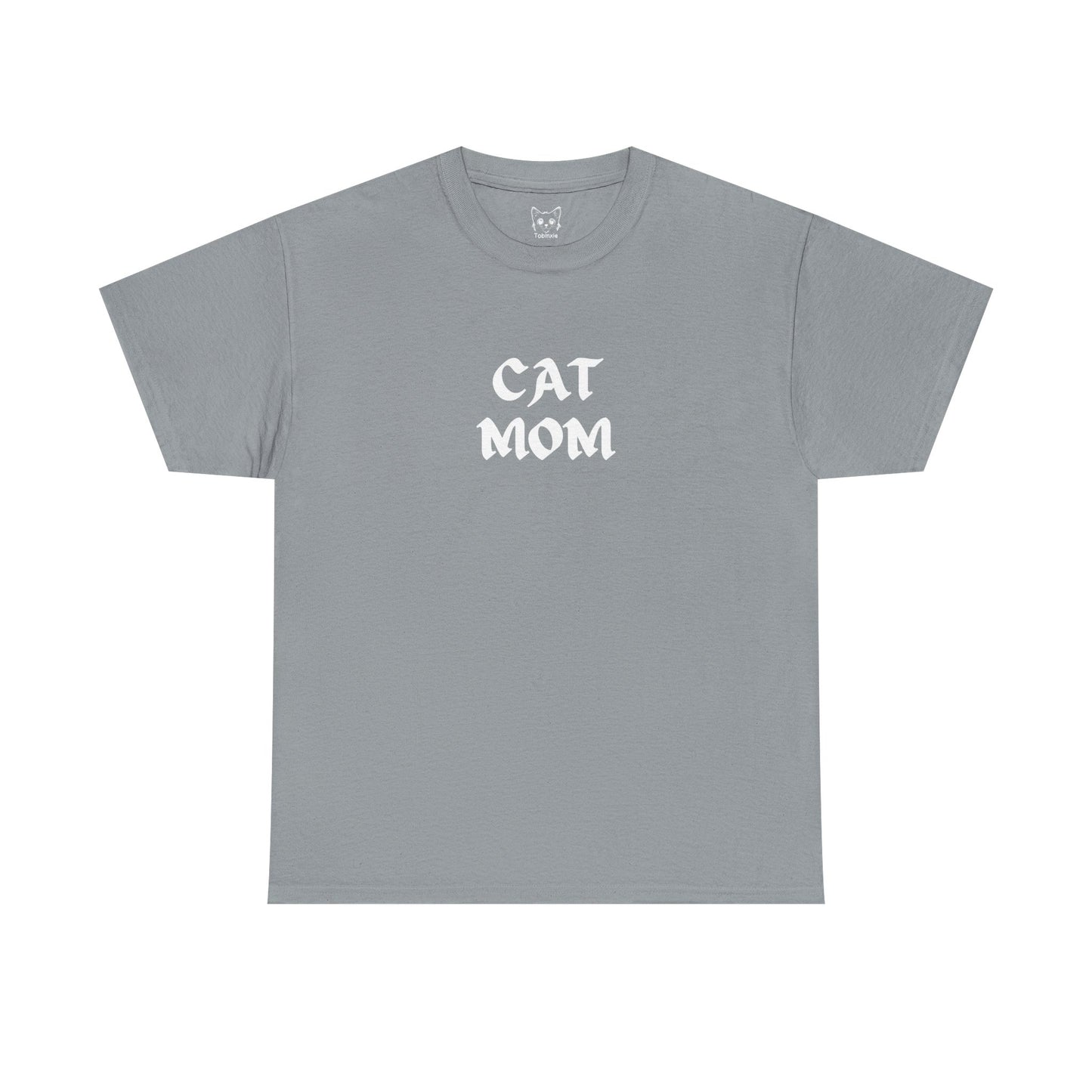 Gravel color t shirt- text CAT MOM
