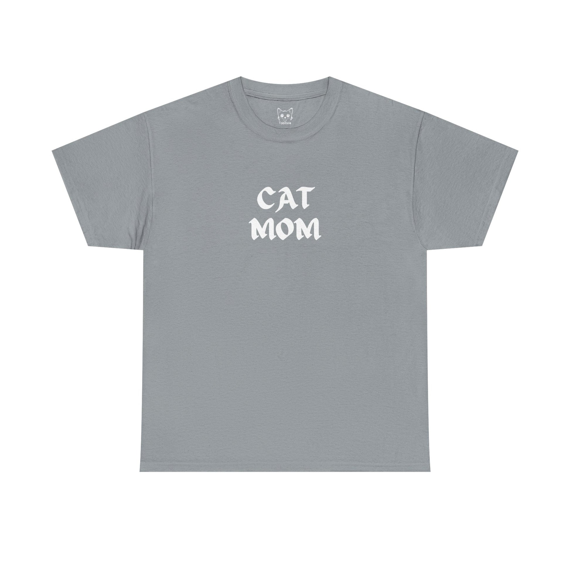 Gravel color t shirt- text CAT MOM