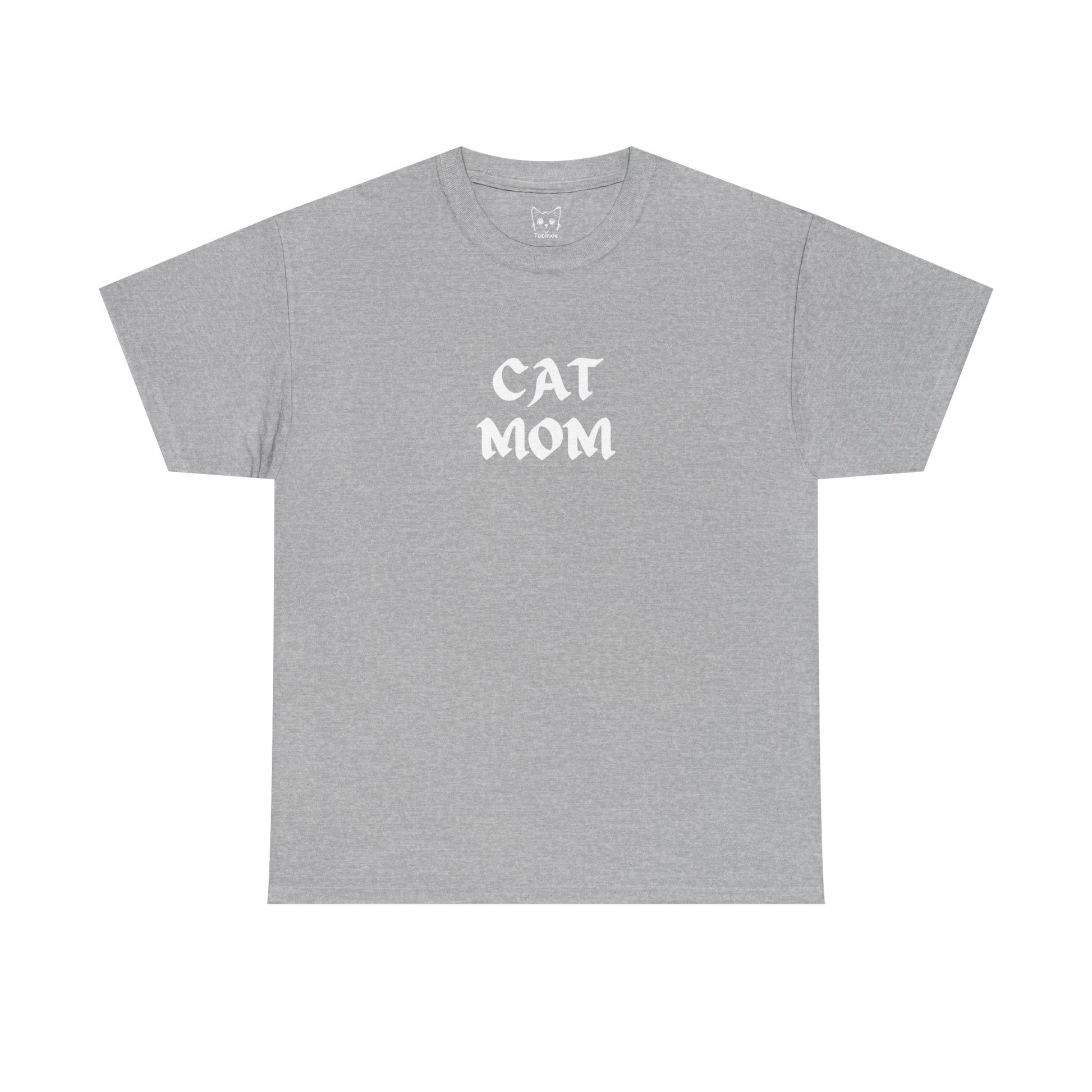Sports grey t shirt - text CAT MOM