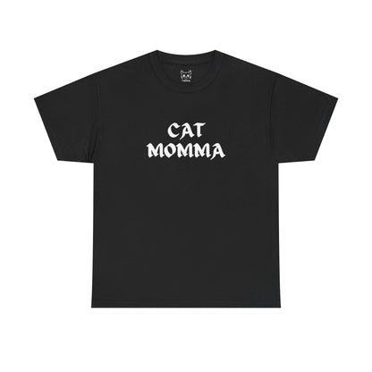 black t shirt- text cat momma 