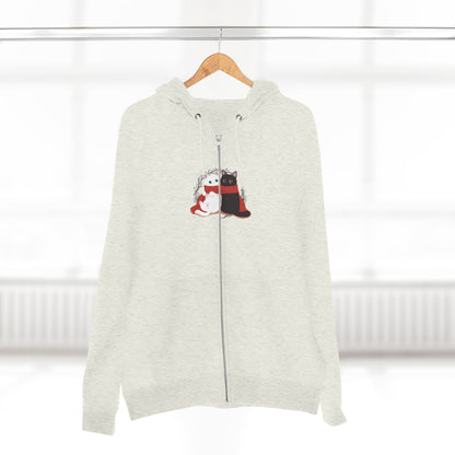 Winter Cat Love Zip Hoodie