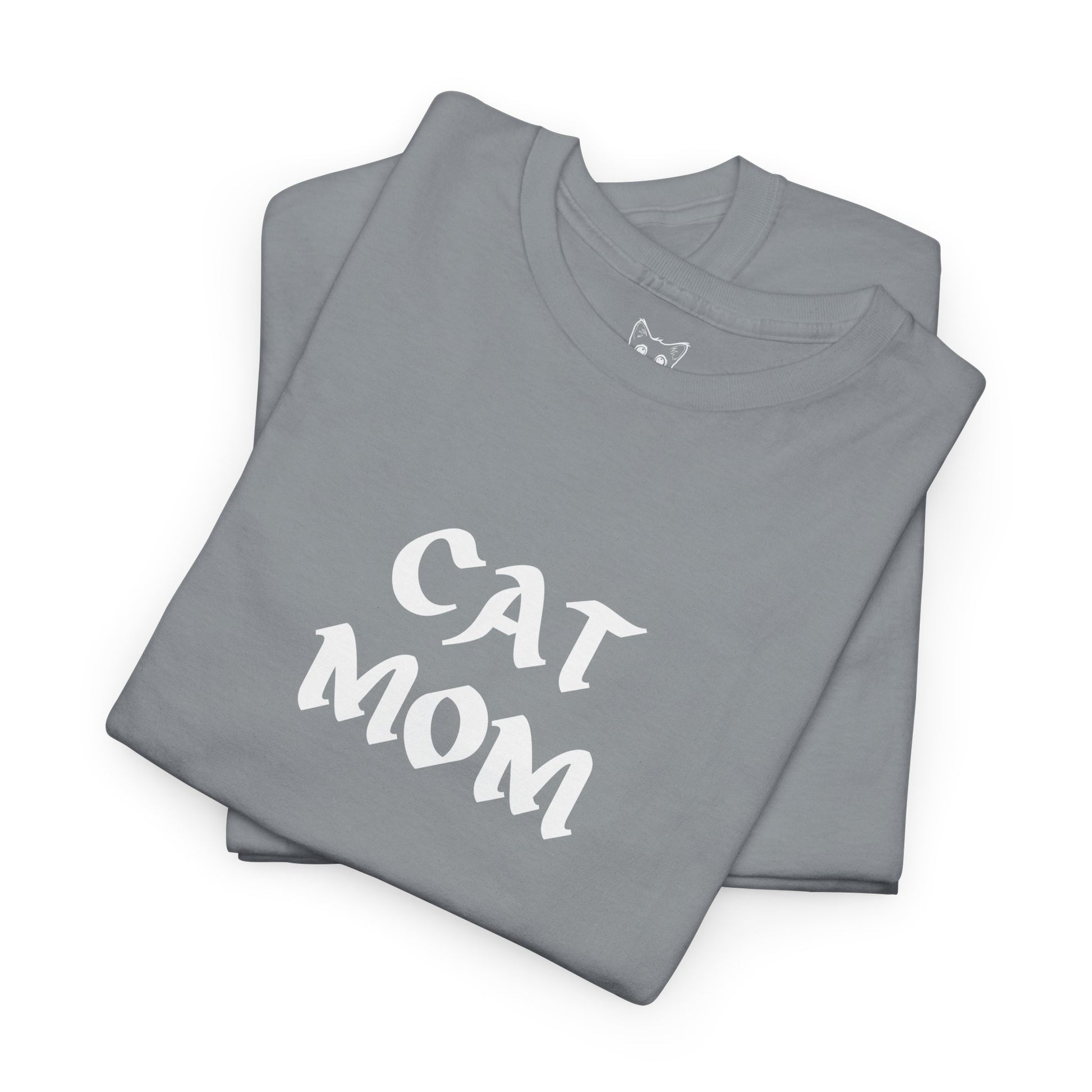 Gravel color t shirt- text CAT MOM