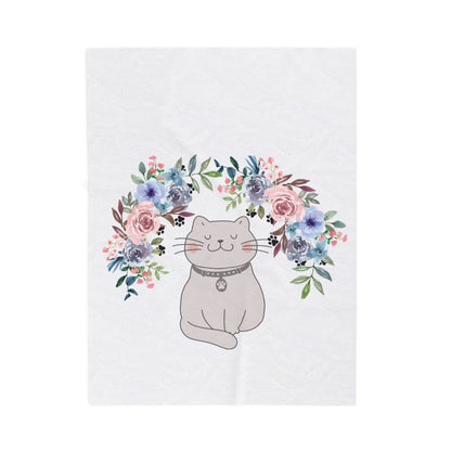Flower Crown Cat Velveteen Plush Blanket
