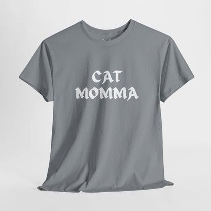 Gravel grey t shirt- text cat momma 