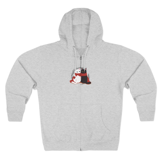 Winter Cat Love Zip Hoodie