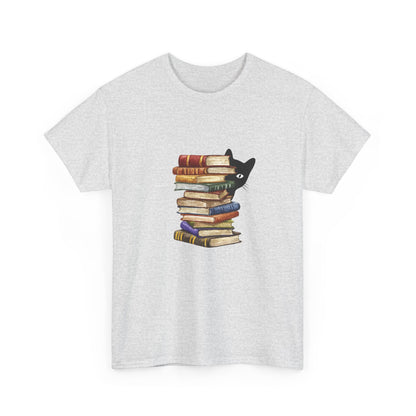 Cute books and cat tee