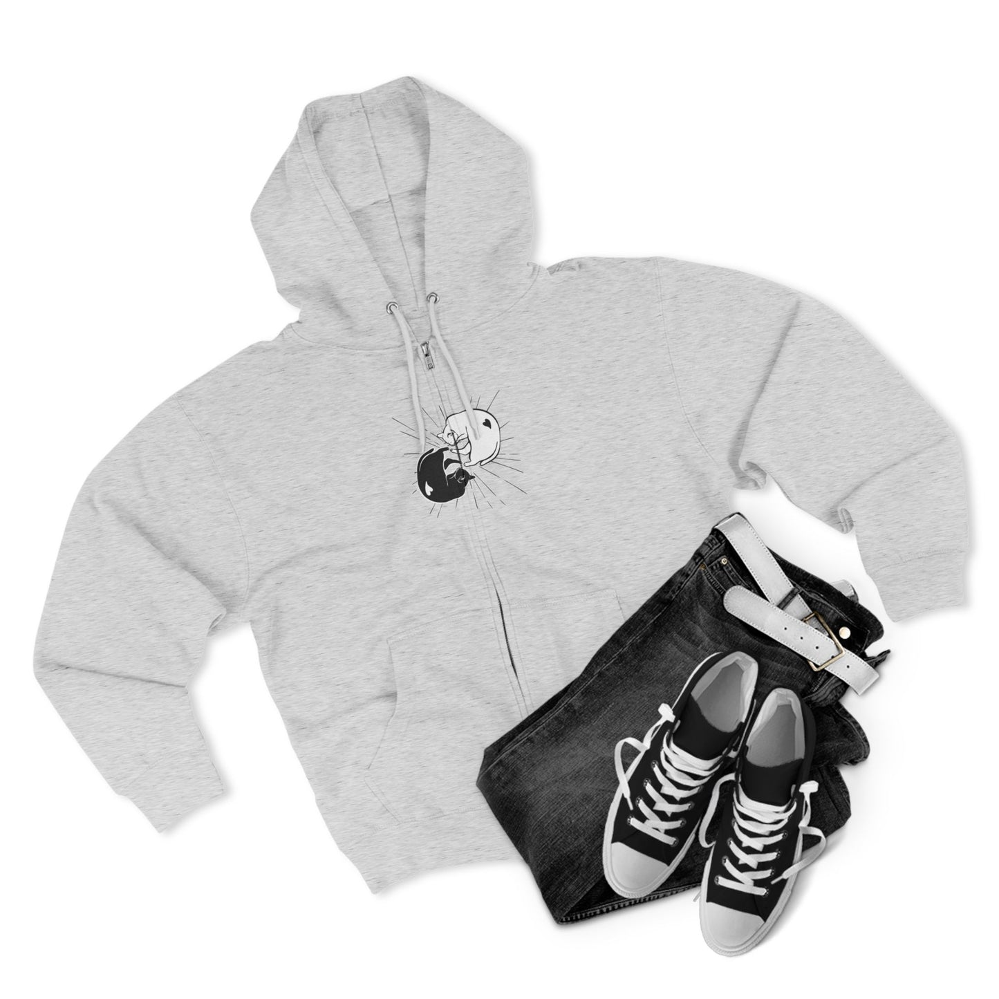 Yin and Yang Cats Zip Hoodie