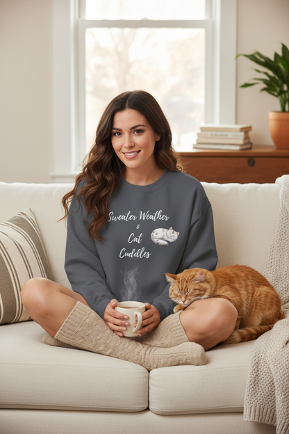 Cat Cuddles Sweater (Dark) - Full Body Mockup
