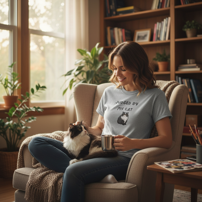 Cat Judging Tee lifestyle mockup