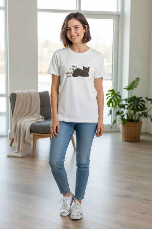 Cat Loaf T-Shirt Mockup - Full Body