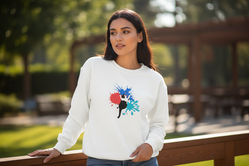 Feline Free White Sweater Mockup