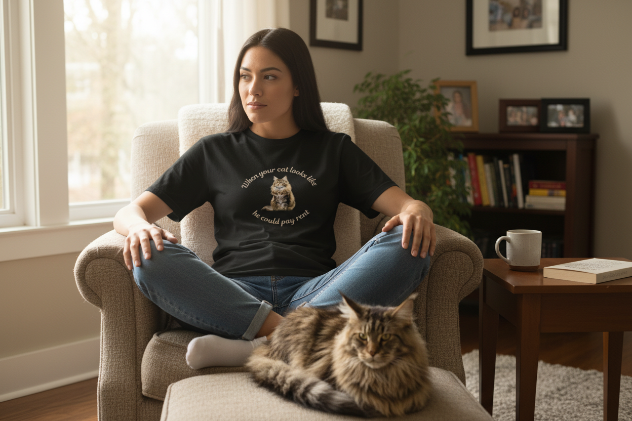 Maine Coon Big Enough to Pay Rent Tee lifestyle mockup