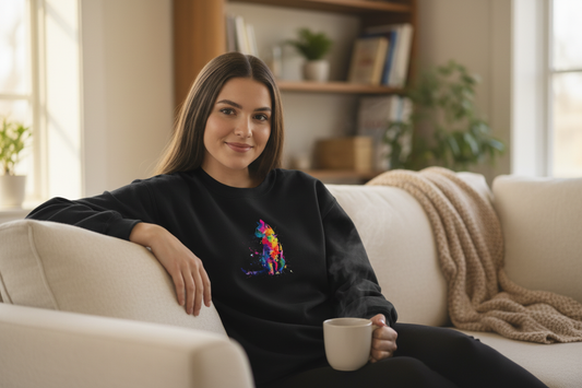 Rainbow Whiskers Black Sweater Mockup